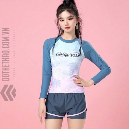Bộ bơi nữ dài tay quần 2 lớp cao cấp